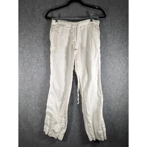 Allen Allen‎ Pants Women Small Petite White Straight Leg Semi Sheer Lagenlook